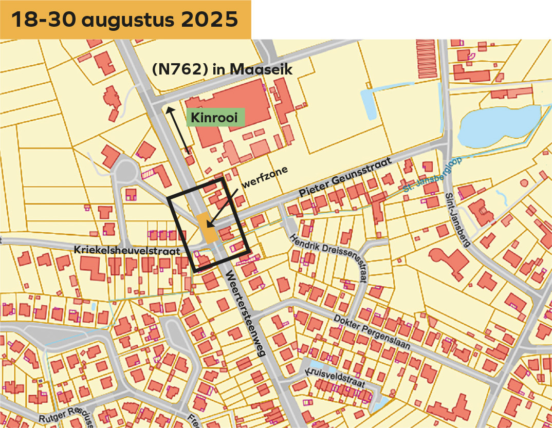 Afsluiting kruispunt Weertersteenweg / Kriekelsheuvelstraat / Pieter Geunsstraat