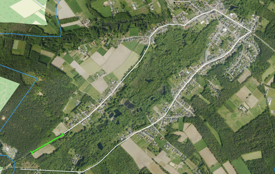 Groene lijn: zone proefafsluiting Bergeindestraat Opoeteren